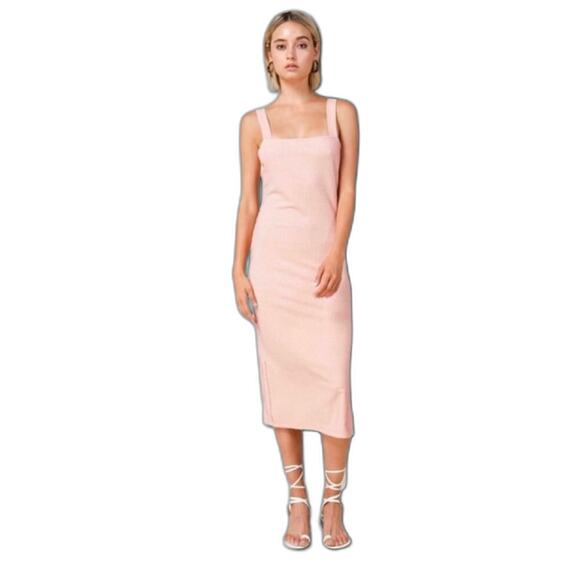 Anthropologie Dresses & Skirts - NWT Line & Dot Rib Knit Midi Dress Bodycon Minimalist Flamingo Medium